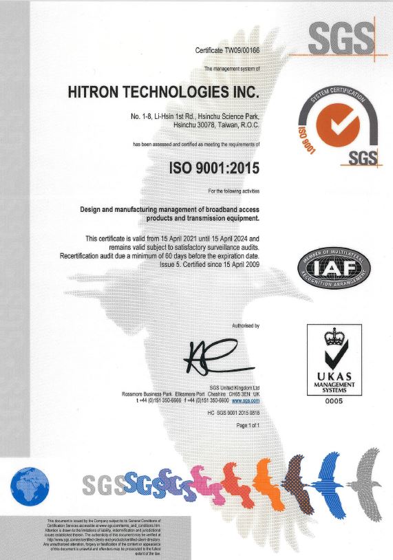 ISO 9001證書-TW(2021~2024) 台灣